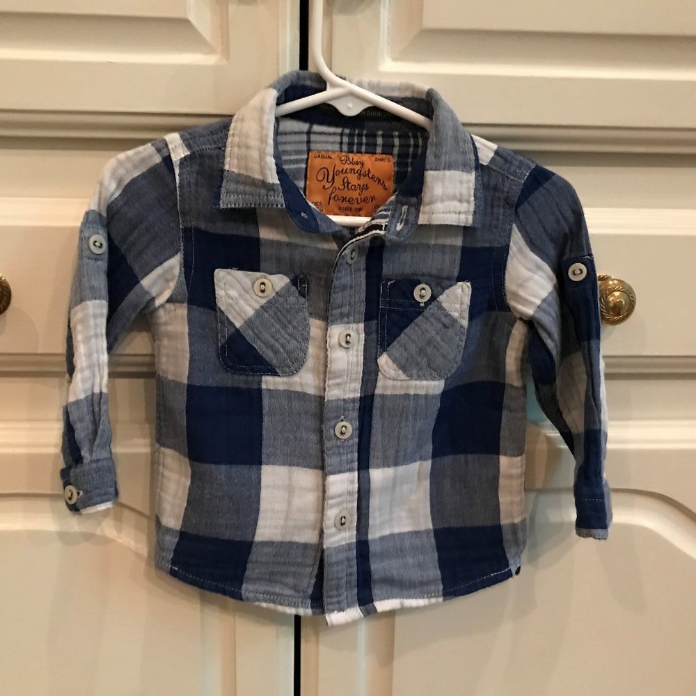 Zara Baby Blue and White Casual Shirt